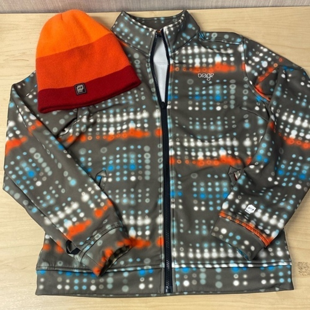 Orage snowboard zip up youth large jacket with matching knit beanie hat